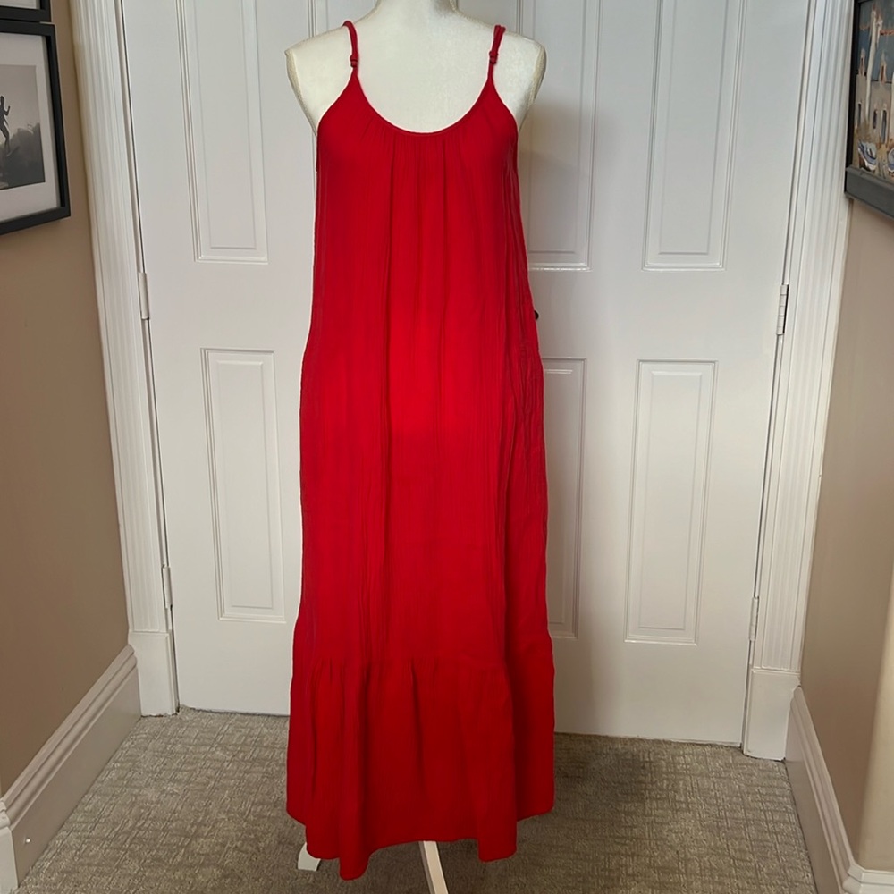 Red‎ organic cotton Magaschori beach cover size S